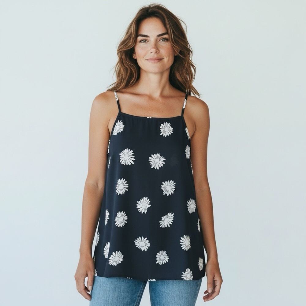 cabi Petal Tank 6104 Women's Medium Navy New With Tags